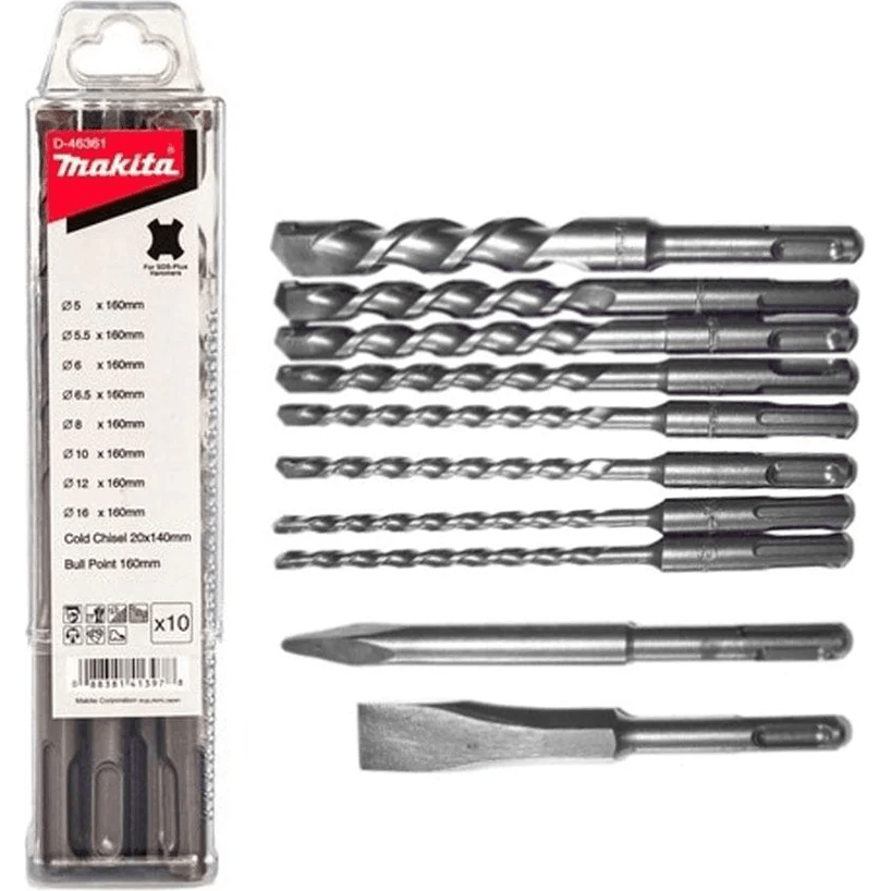 Makita D-46361 (10 pcs) SDS-plus Drill Bit Set - KHM Megatools Corp. Makita D-46361 (10 pcs) SDS-plus Drill Bit Set - KHM Megatools Corp.